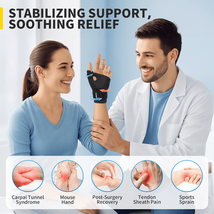 CAMBIVO 1 Pack Wrist Brace & Thumb Stabilizer Right Left Hand with Adjustable Straps for Arthritis - Cambivo