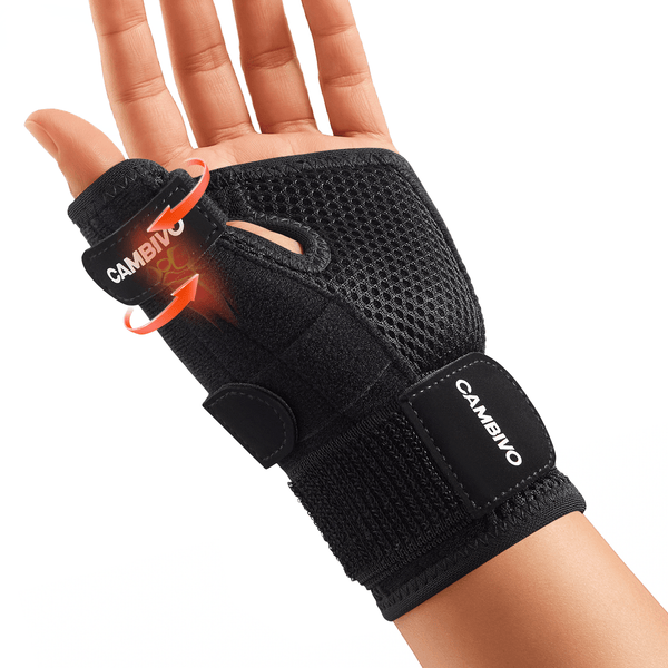 CAMBIVO 1 Pack Wrist Brace & Thumb Stabilizer Right Left Hand with Adjustable Straps for Arthritis - Cambivo