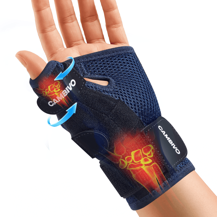 CAMBIVO 1 Pack Wrist Brace & Thumb Stabilizer Right Left Hand with Adjustable Straps for Arthritis - Cambivo