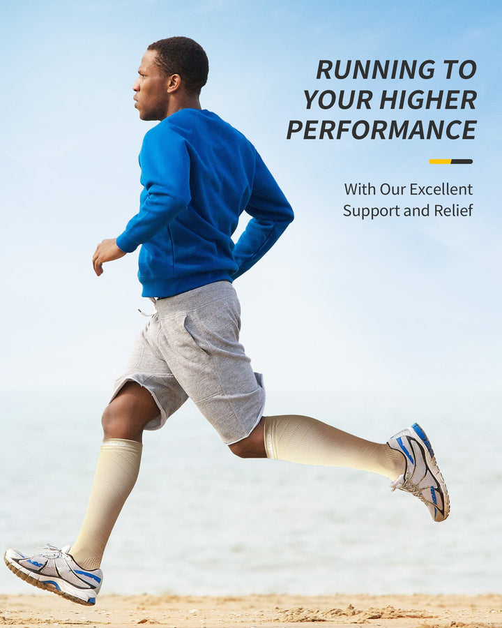 CAMBIVO 2 Pairs Knee High Compression Socks 20 - 30mmHg Long Stockings for Running - Cambivo