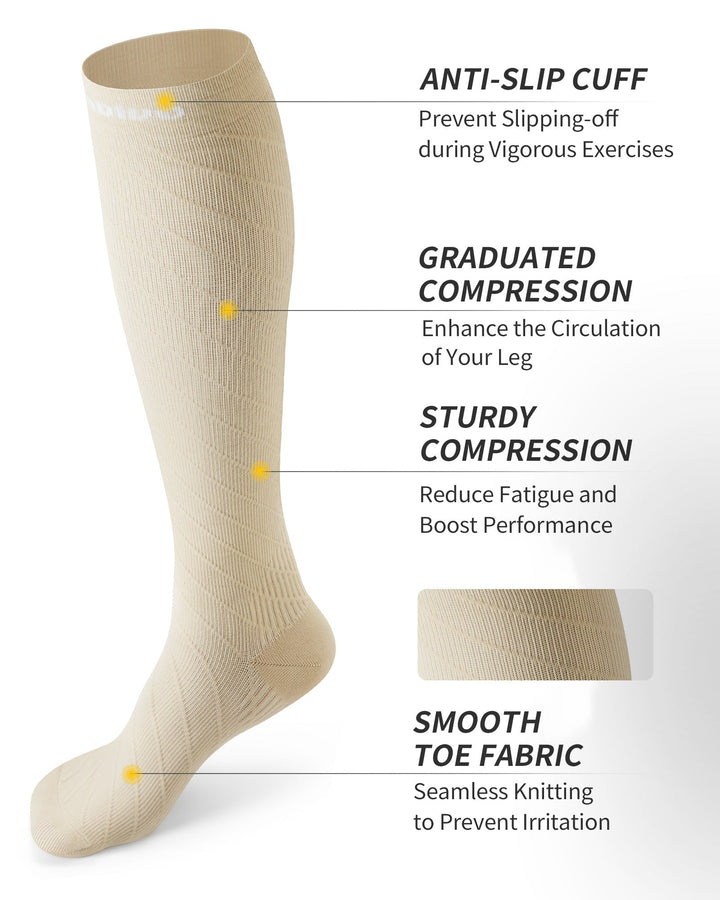CAMBIVO 2 Pairs Knee High Compression Socks 20 - 30mmHg Long Stockings for Running - Cambivo
