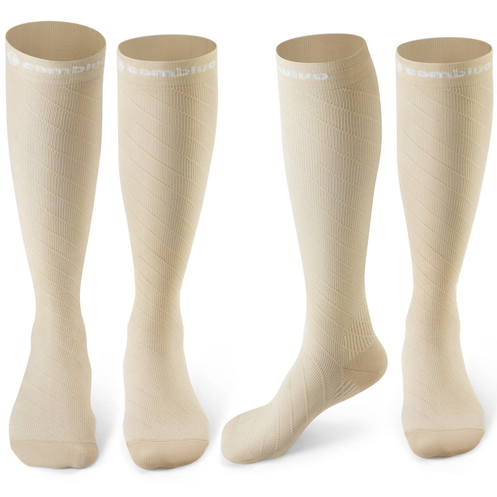 CAMBIVO 2 Pairs Knee High Compression Socks 20 - 30mmHg Long Stockings for Running - Cambivo