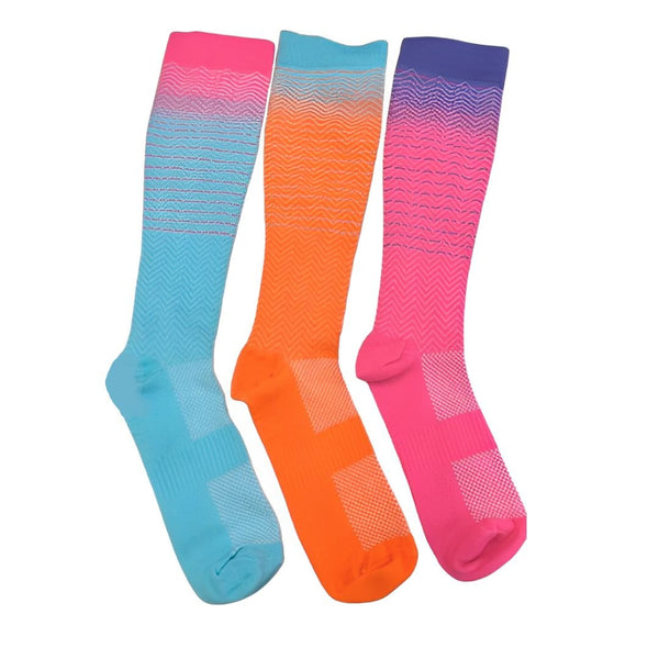CAMBIVO 3 Pairs Colorful Knee High Compression Socks for Women & Men (WS) - Cambivo