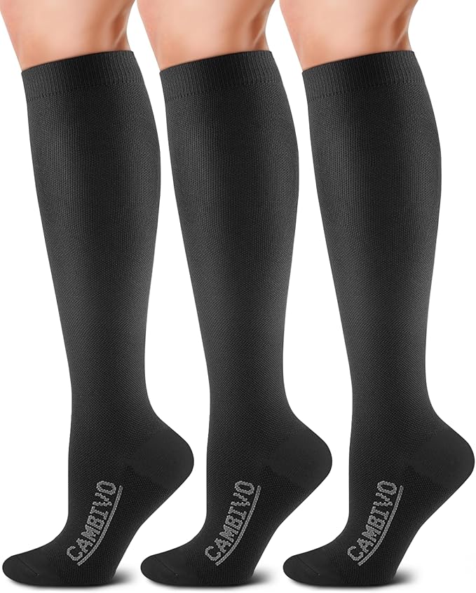 CAMBIVO 3 Pairs Compression Socks for Men and Women(20 - 30 mmHg), Fit for Running, Swelling, Flight, Travel, Driving, Nurse - Cambivo