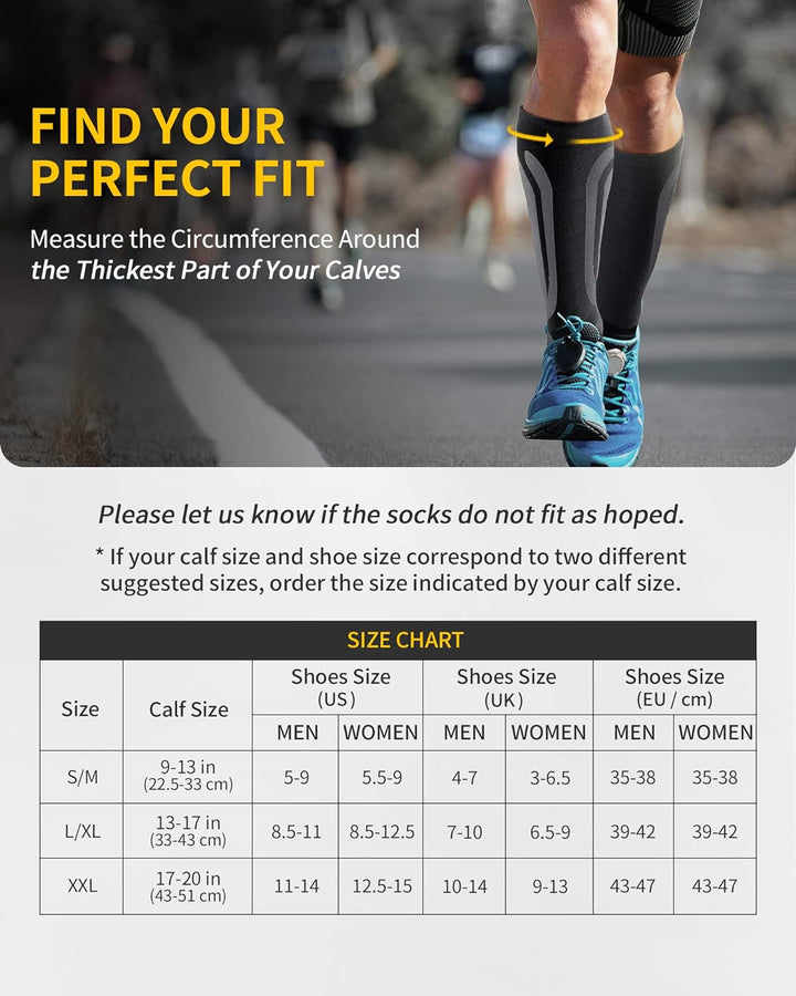CAMBIVO 3 Pairs Compression Socks for Women and Men(20-30 mmHg), fit for Running, Flight, Travel, Pregnancy, Nurses, Circulation and Recovery - Cambivo