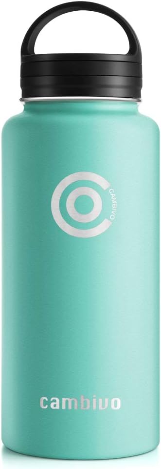 CAMBIVO 32oz Sports Water Bottle Stainless Steel Tumbler, Double Vacuum Insulated Thermo Mug with BPA Free Cap - Cambivo