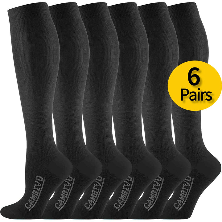 Cambivo 6 Pairs Compression Socks for Men and Women, Running Sports, Flight, Travel, 20 - 30mmhg - Cambivo