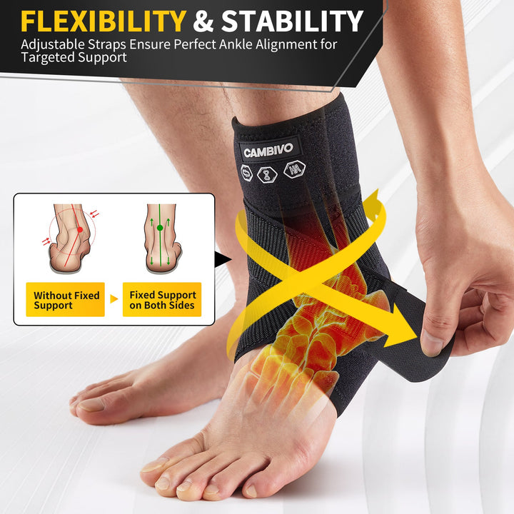 CAMBIVO Adjustable Ankle Brace with Compression Strap - Cambivo