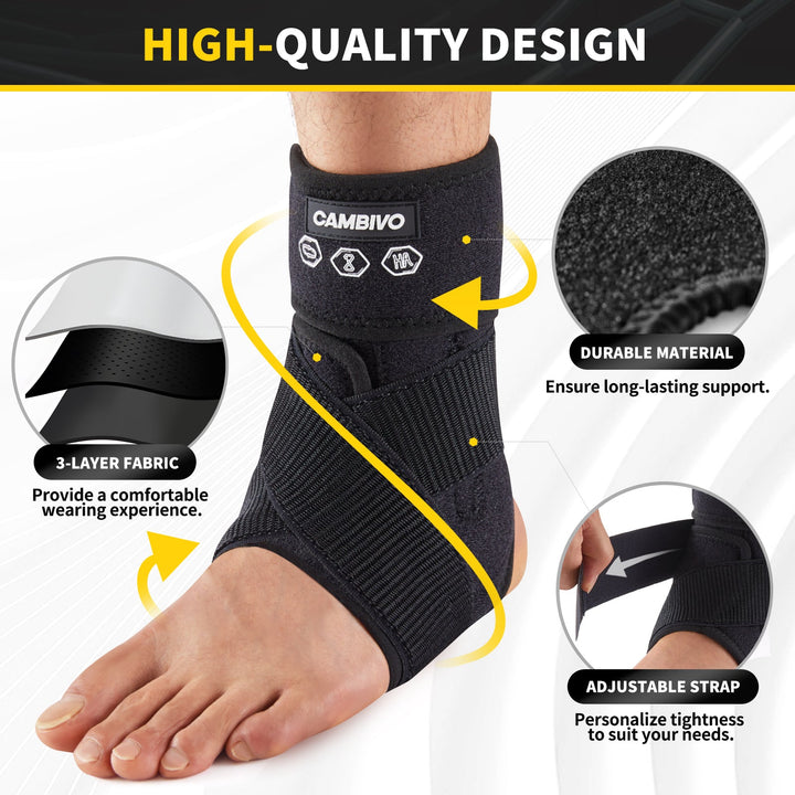 CAMBIVO Adjustable Ankle Brace with Compression Strap - Cambivo