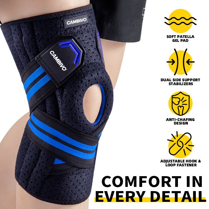 CAMBIVO Adjustable Knee Brace with Side Stabilizers for Knee Pain - Cambivo