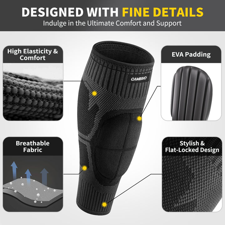 CAMBIVO Calf Compression Sleeves with EVA Pads for Shin Splints - Cambivo