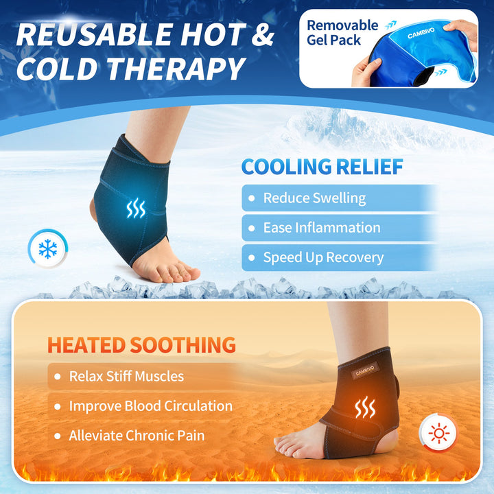 CAMBIVO Cold Therapy Reusable Gel Packs Ankle Brace - Cambivo