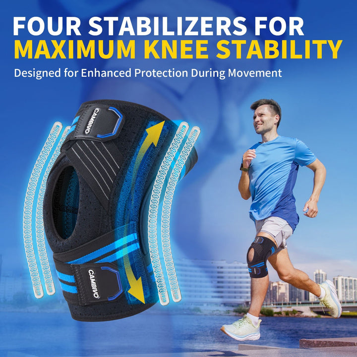 CAMBIVO Compression Knee Brace with Patella Gel Pads Relief Meniscus Tear - Cambivo