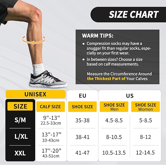 CAMBIVO Compression Socks for Men and Women,2 Pairs - WM - Cambivo