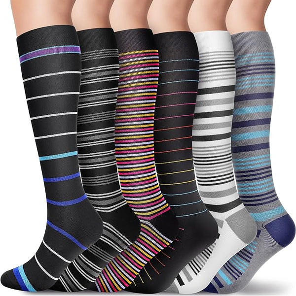CAMBIVO Compression Socks for Women and Men (6 Pairs), Compression Stockings 15-20mmHg for Running, Walking, All-Day Wear - Cambivo