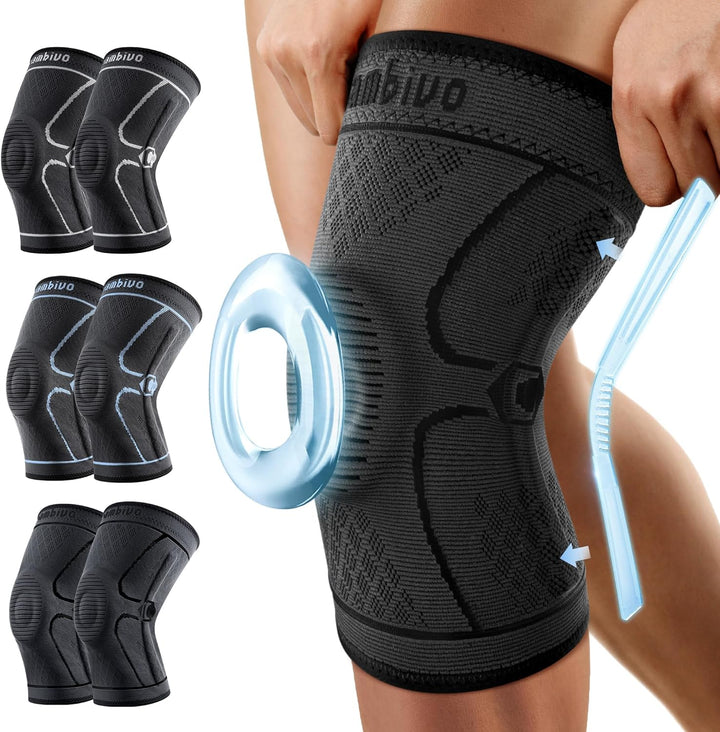 CAMBIVO Knee Brace with Side Stabilizers & Patella Pad for Knee Pain Relief, 2 Pcs - Cambivo