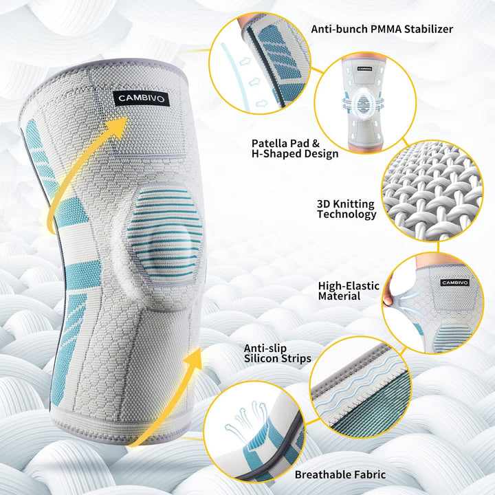 CAMBIVO Knee Braces with PMMA Side Stabilizers and Patella Knee Pads for Meniscus Tear - Cambivo