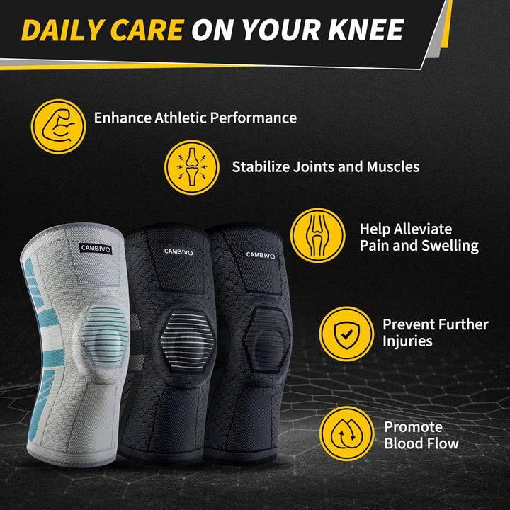 CAMBIVO Knee Braces with PMMA Side Stabilizers and Patella Knee Pads for Meniscus Tear - Cambivo