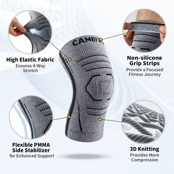 CAMBIVO Lightweight Knee Compression Sleeves with Side Stabilizer - Cambivo