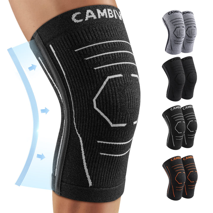 CAMBIVO Lightweight Knee Compression Sleeves with Side Stabilizer - Cambivo