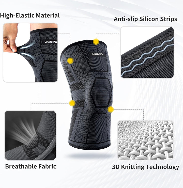 CAMBIVO Pro Knee Compression Sleeves with Side Stabilizer - WS - Cambivo