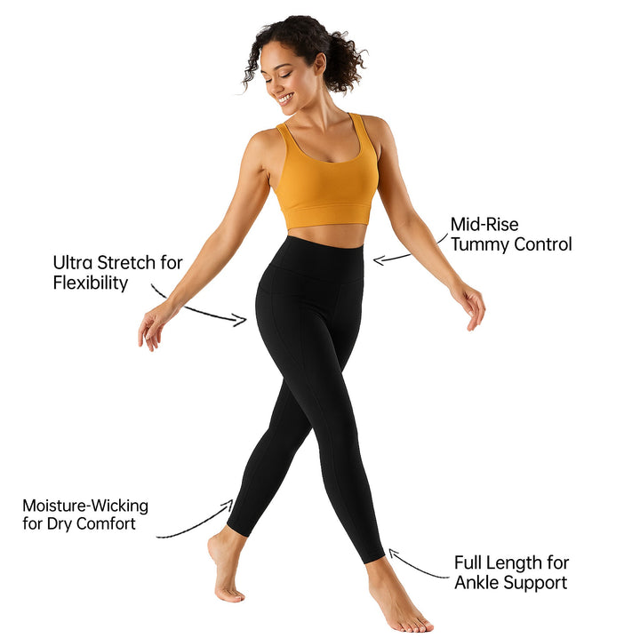 CAMBIVO Women's High Waisted Breathable Yoga Leggings with Two Pockets (WS) - Cambivo