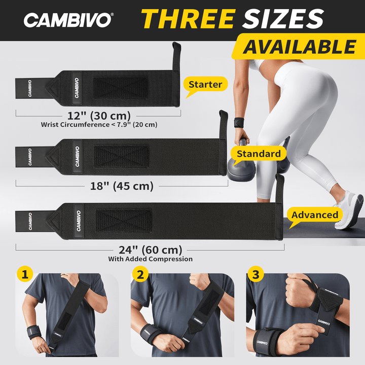 CAMBIVO Wrist Wraps for Weightlifting with Heavy Duty Thumb Loop - Cambivo