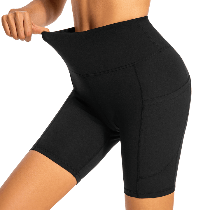 GymCope High - Waisted Non - See - Through Biker Shorts with Pockets (WS) - Cambivo