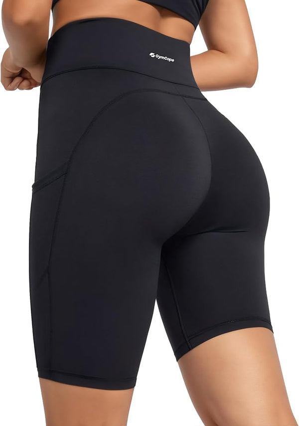 GymCope Womens 8" High Waist Yoga Shorts for Women Athletic Biker Shorts - WM - Cambivo