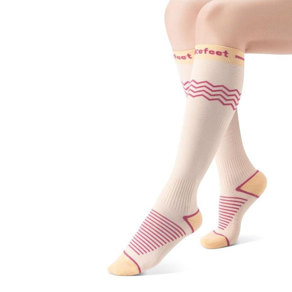 WAKEFEET 2 Pairs Knee High Compression Stockings with Anti - slip Slipper for Women - Cambivo