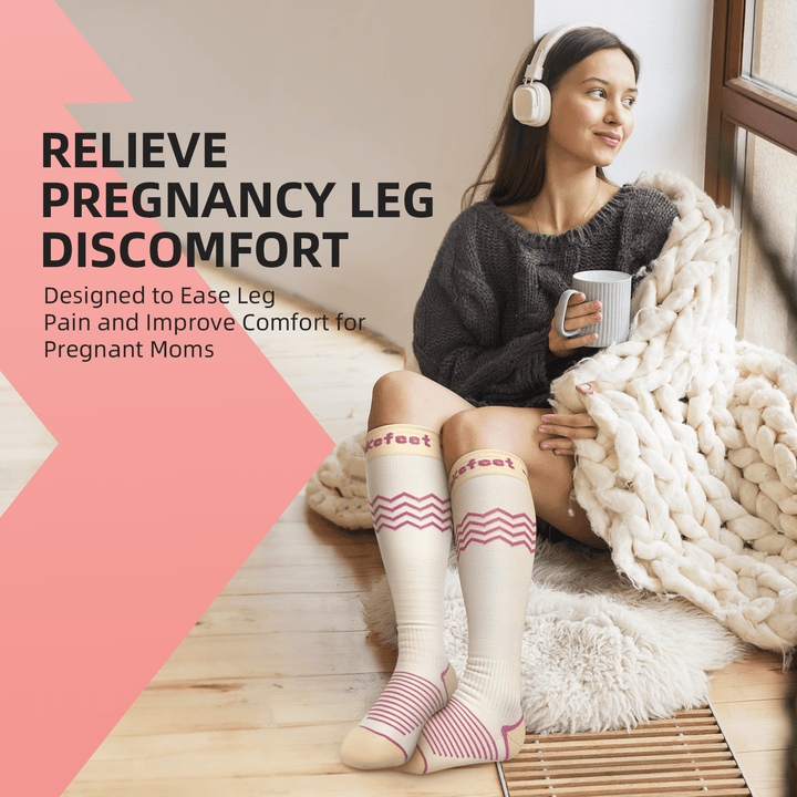 WAKEFEET 2 Pairs Knee High Compression Stockings with Anti - slip Slipper for Women - Cambivo