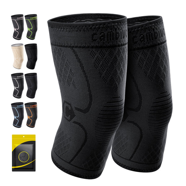 CAMBIVO Knee Braces for Knee Pain 2 Pack Knee Compression Sleeves Knee  Support with Side Stabilizers & Patella Gel Pad for Workout Knee Pain  Relief Arthritis(Medium STS-Black) Medium STSBlack