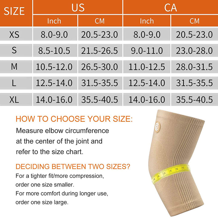 Cambivo NS12 Elbow Brace Size Chart