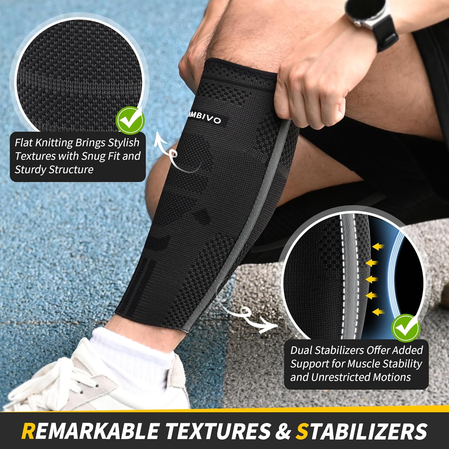 CAMBIVO Calf Compression Sleeve with Side Stabilizers, Leg Compression ...