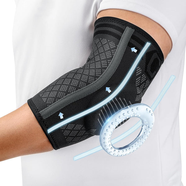 CAMBIVO Elbow Brace for Tendonitis and Tennis Elbow with Gel Pad and Dual Stabilizers, 2 Pack Arm Sleeves for Women & Men - Cambivo