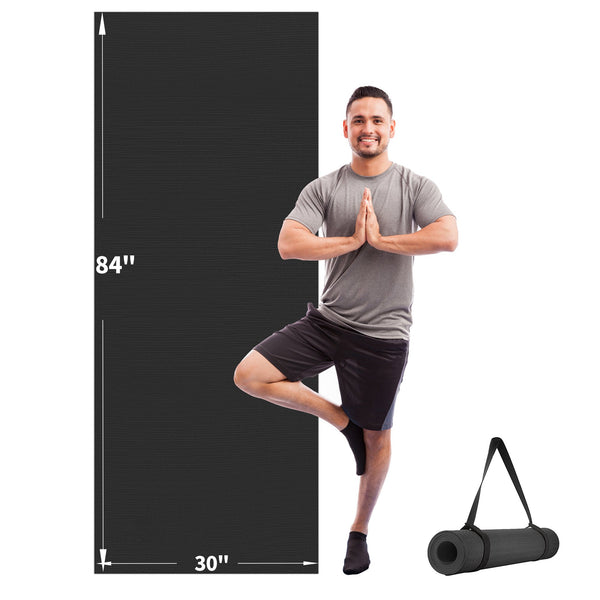 CAMBIVO Extra Long Yoga Mat for Fitness & Workouts, Non-Slip Exercise Mat (Black) - Cambivo