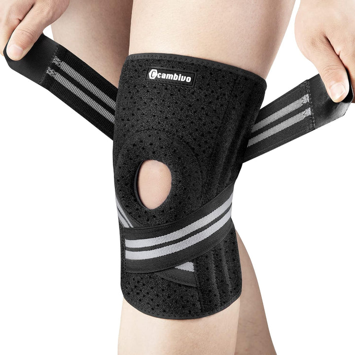 CAMBIVO Knee Braces for Knee Pain with Side Stabilizers for Women and men, Adjustable Compression Knee Support with Patella Gel Pads, Relief Meniscus Tear, ACL, MCL, Arthritis, Joint Pain, Injury Recovery - Cambivo