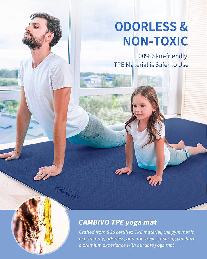Cambivo Extra Long Yoga Mat - More Space and Sweat with Ease
