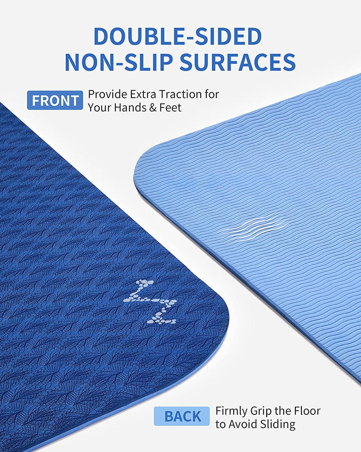 Kono TPE Non-slip Classic Yoga Mat - Navy And Blue