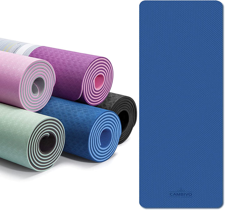 CAMBIVO Non Slip TPE Yoga Mat for Exercise, Eco Friendly Mat for Yoga,  Pilates and Floor Exercises